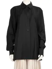 Black Wool Open Front Shirt