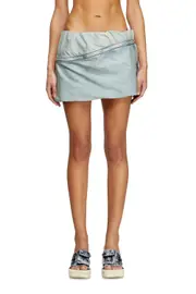 [Diesel] Diesel - Short denim skirt with zip detail - Skirts - Woman - Blue 23 Blue