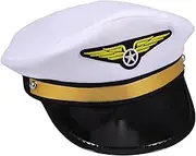 Active Cap Hat Pilot Cap for Events Adjustable Airline Uniform Hat White Masquerade Adult Costume Accessory