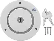 Gravity Freshwater Inlet Locking Leakproof Hatch Filler Cap, Gravity Water Inlet Filler Cap with 2 Keys, White RV Fresh Water Inlet Replacement for RV Caravan Motorhome