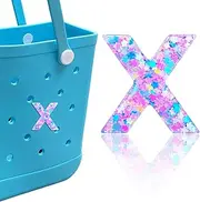 [HLUWA] Letter Charms for Bogg Bag, Alphabet Pink Star Sequin Lettering Accessories Charms for Bogg and Simply Southern Bag, Insert Decorative Letters Charm for Handbag Beach Tote Bag.