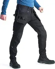Bitco- SAUER -Stretch Schwarz Arbeitshose Herren Wasser- und ölabweisende Kniepolstertaschen Verstärkt mit Cordura®
