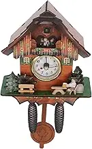 EXAOMBLE Wooden Cuckoo Wall Clock Traditional Quartz Movement Silent Home Decor for Living Room Office