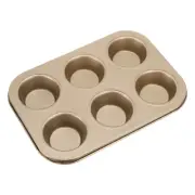 Cupcake Pan, 6-Cup Round Non-Stick Muffins Pan for Baking, Gold