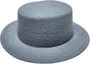 [COMVIP] Classic Unisex Wool Blend Fedora Hat Brim Flat Top Cloche Church Derby Cap Trilby Cosplay, Grey, One size