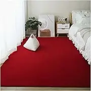 Large Carpet Home Decor Coral Velvet Solid Color Living Room Sofa Foot Mat Nursery Area Rug Kids Crawling Game Carpet(Wine Red,200x200cm(78x78in))