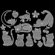 Cats Iron On Transfers Set Iron On Patches for Clothing with Cats Pattern Bling DIY Cat Iron on Decals Moon Fruits Iron On for Clothing Decoration Patches for T-Shirt Bags Jeans Jackets Shoes