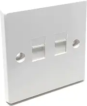 Single Gang 2-Port Modular Keystone Insert Empty Faceplate Compatible with Cat5e, Cat6, Cat7, Cat8, Cat9 Modules, for Home and Office, Screws Included (1)