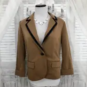 Catherine Malandrino Small One Button 3/4 Sleeve Blazer Knit Brown Black B34