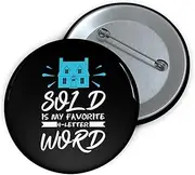 [Teegarb Letter Blanket] Hilarious Pinback Button Pin Badge Realty Is My Favorite Landholdings Broker Plot Funny Land Salesperson Realestate