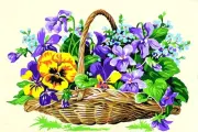 Canvas Antique Basket Of Flowers 30x40cm