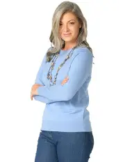 [Fella Hamilton] Melanie Merino Wool Crew Neck Sweater in Blue