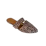 Qupid Leopard Animal Mules Flats 6.5