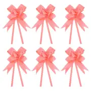 100Pcs 10" Pull Bows Ribbon Gift Wrapping String Rose Pattern Bow Tie Red