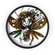 Home Decor Wall Clock Clockwork Fairy Vibrant Brass Emerald
