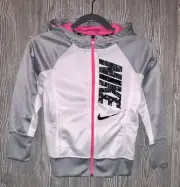 NIKE KO KnockOut 3.0 White Pink F/Z Sweatshirt Hoodie Jacket NEW Youth Girls S 7