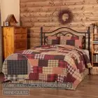 Wyatt Cabin Patchwork Twin Quilt. VHC Brands. Red, Brown, Tan