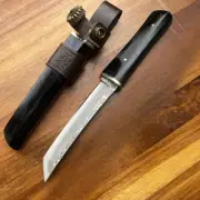 Tanto Fixed Blade Hunting Survival Camping Tactical Combat Damascus Steel Wood S
