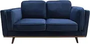 2 Seater Sofa Sofa in Soft Blue Velvet Lounge for Living Room Couch with Wooden Frame