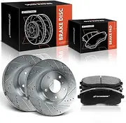 A-Premium 11.65 in (295.9mm) Front Drilled and Slotted Disc Brake Rotors + Ceramic Pads Kit Compatible with Select Nissan, Infiniti models - Altima 2002-2006, Maxima 2002-2003, I35 2002-2004, 6-PC Set