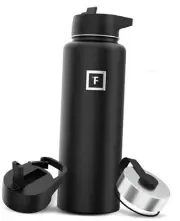 IRON °FLASK Camping & Hiking Hydration Flask with 3 40 Ounces Midnight Black