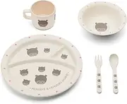 Red Rover Bamboo Kids' Dinner Set, 2.75 x 11 x 10.25 inches, Off-White