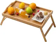 Felic Bamboo Bed Tray Table, Large Breakfast Trays 50x30CM with Folding Legs, Multipurpose Serving Use As Bed Tray Table, Portable Laptop Tray, Snack Platter for Picnic Working Eating Reading (1 Pack)