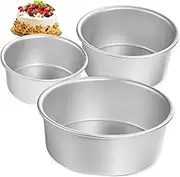 TIDTALEO 3pcs Round Aluminum Cake Molds Cake Tin Removable Bottom Circle Baking Trays for Chiffon Cheese Wedding