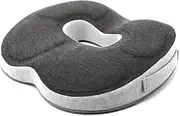 Gautio Coccyx Seat Cushion, Tailbone Hemorrhoid Cushion Pain Relief for Sores & Sciatica, Soft Memory Foam Donut Pillow with Non-Slip Bottom for Office, Gaming Desk Chairs (Grey)