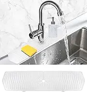 YOKONICO Sink Splash Guard, 61x14cm Kitchen Foldable Faucet Handle Drip Catcher, Silicone Drying Mat for Kitchen & Bathroom Countertop Protect, Drip Protector Splash Countertop (Light White, 61cm)
