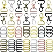56 Pieces Keychain Hooks with D Rings Set Purse Hardware Lanyard Snap Hooks Multicolor Metal Swivel Clasps with D Rings and Slide Buckle for Purses Keychain Lanyard Handbags (25 mm)