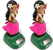2Pcs Funny Dashboard Decor - Cute Bobblehead Car Dashboard Decorative, Hawaii Solar Dancing Girl for Car Home, Hawaii Gifts, Bobblehead for Learning Education