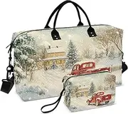 [ZRYSMY] Duffel Bag for Traveling, Christmas Tree Snow Truck Travel Bag Gym Bag, with Multiple Interior Pockets Shoulder Weekender Bag for Women Men with Toiletry Bag 20.5L x 1.9W x 13.8H