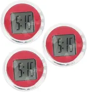 MUCKLILY 3pcs Mini Motorcycle Clock Stick Digital Clock for Cars Bikes Lockers Durable Easy Installation Great Present for Vehicle Owners
