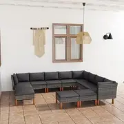 Generic 12 Piece Garden Lounge Set with Cushions Poly Rattan Grey,3059725