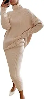 [keusyoi] Two Piece Knitted Pullover Sets Women Winter Turtleneck Sweater And Hip Wrap Skirt Suits Ladies Casual Outfits