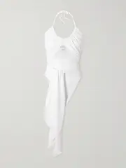 [Alaïa] Alaïa - Halterneck Draped Swimsuit - White - FR 42 FR 42 White