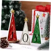 YUJUN 3 PCS Christmas Tree Wooden Decoration with Small Gold Stars Xmas