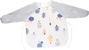 KOMBIUDA Smock Long Sleeved Aprons Painting Smock Feeding Smock Apron Bib Aprons Long Sleeve Art Smock Bibs Blue Cotton