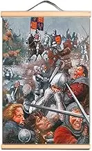 Medieval Knights Templar Scroll poster Canvas Poster with Wooden Hanger Wall Art Living Room Bedroom Home Decor Scroll Painting B1