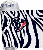 Rico Industries NFL Football Houston Texans Glitter 24oz Acrylic Glitter Tumbler with Hinged Lid, Officially Licensed Double Wall Tumbler with Straw