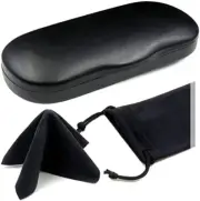 Eyeglass Clam Shell Hard Case for Small-Medium Frames | As196 Black With Cloth