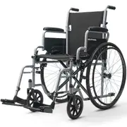 EQUIPMED Portable Wheelchair Folding Lightweight Wheel Chair Mobility Aid, Grey