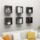 NNEVL Wall Cube Shelves 6 pcs High Gloss Black 30x15x30 cm