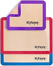 Silicone Baking Mat Set of 3 - Two Half and One Quarter Non Stick Sheet Mats - Large BPA Free Professional Grade Liner Sheets - Perfect Bakeware for Making Cookie Macarons Bread and Pastry
