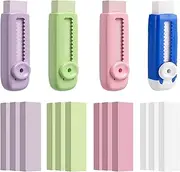 16 Pack Retractable erasers, Erasers for Drawing, Pencil erasers for Learning to use, Including Four Push-Pull erasers and 12 Replacement erasers.