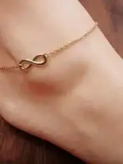 14K Yellow Gold Plated Wedding Infinity Women's Anklet 925 Sterling Silver 8Inch