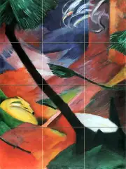 Franz Marc Colorful Deer Forest Mural Ceramic Backsplash Tile 1007