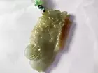Certified GradeA icy yellow jadeite jade dragon fish pendant necklace