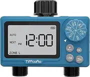 Sprinkler Water Timer Outdoor, 2 Outlets Digital Pogrammable for Garden Hose, Irrigrtion Timer with Rain Delay and Manual Mode (1 Pack)